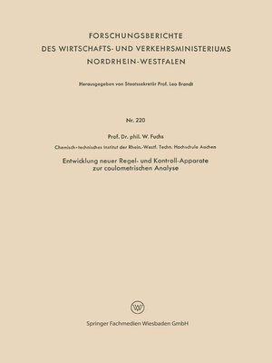 cover image of Entwicklung neuer Regel- und Kontroll-Apparate zur coulometrischen Analyse